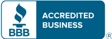 BBB Accredited Business badge featuring the Better Business Bureau logo and text in blue.